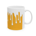 Yellow Drips Coffee Mug - funny typography mug by Typefarce