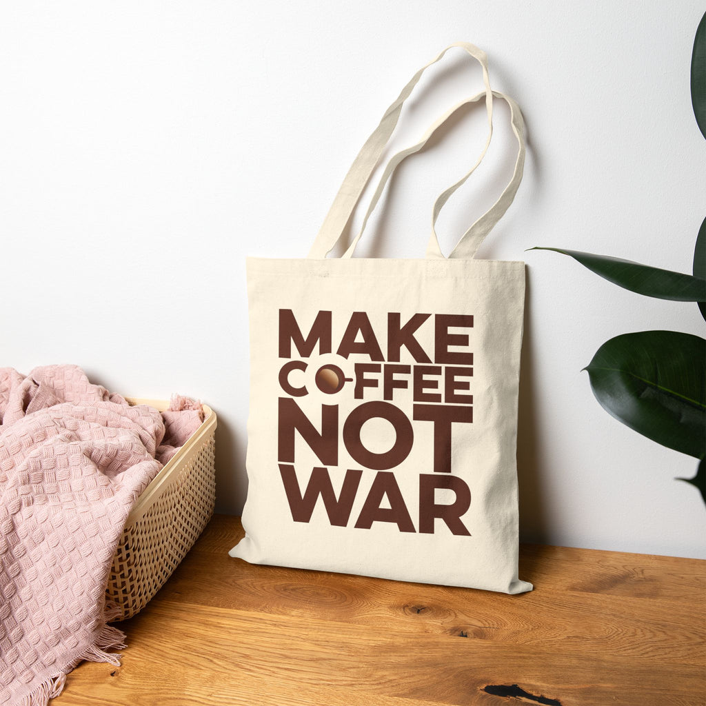 Make Coffee Not War Cotton Canvas Tote Bag