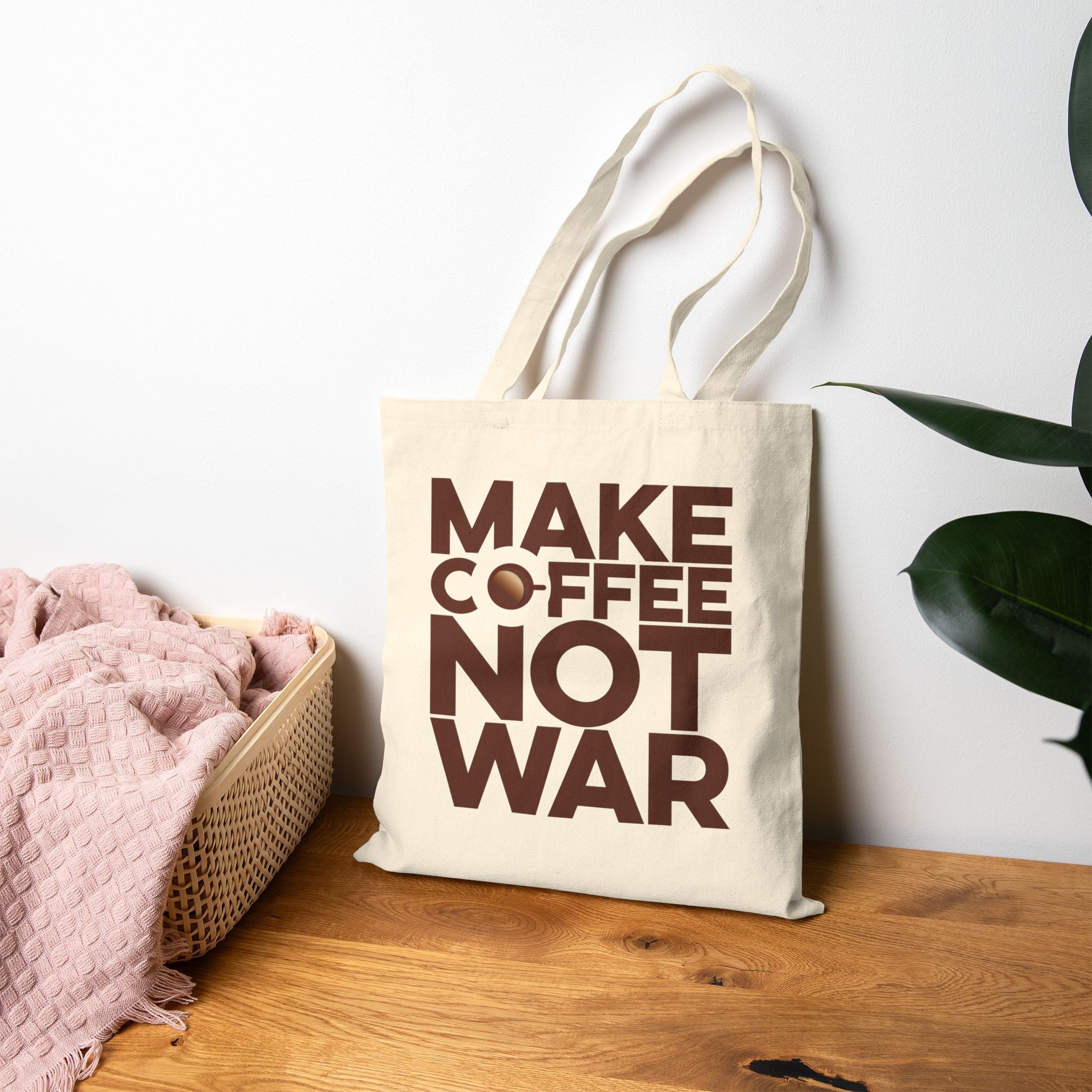 Make Coffee Not War Cotton Canvas Tote Bag