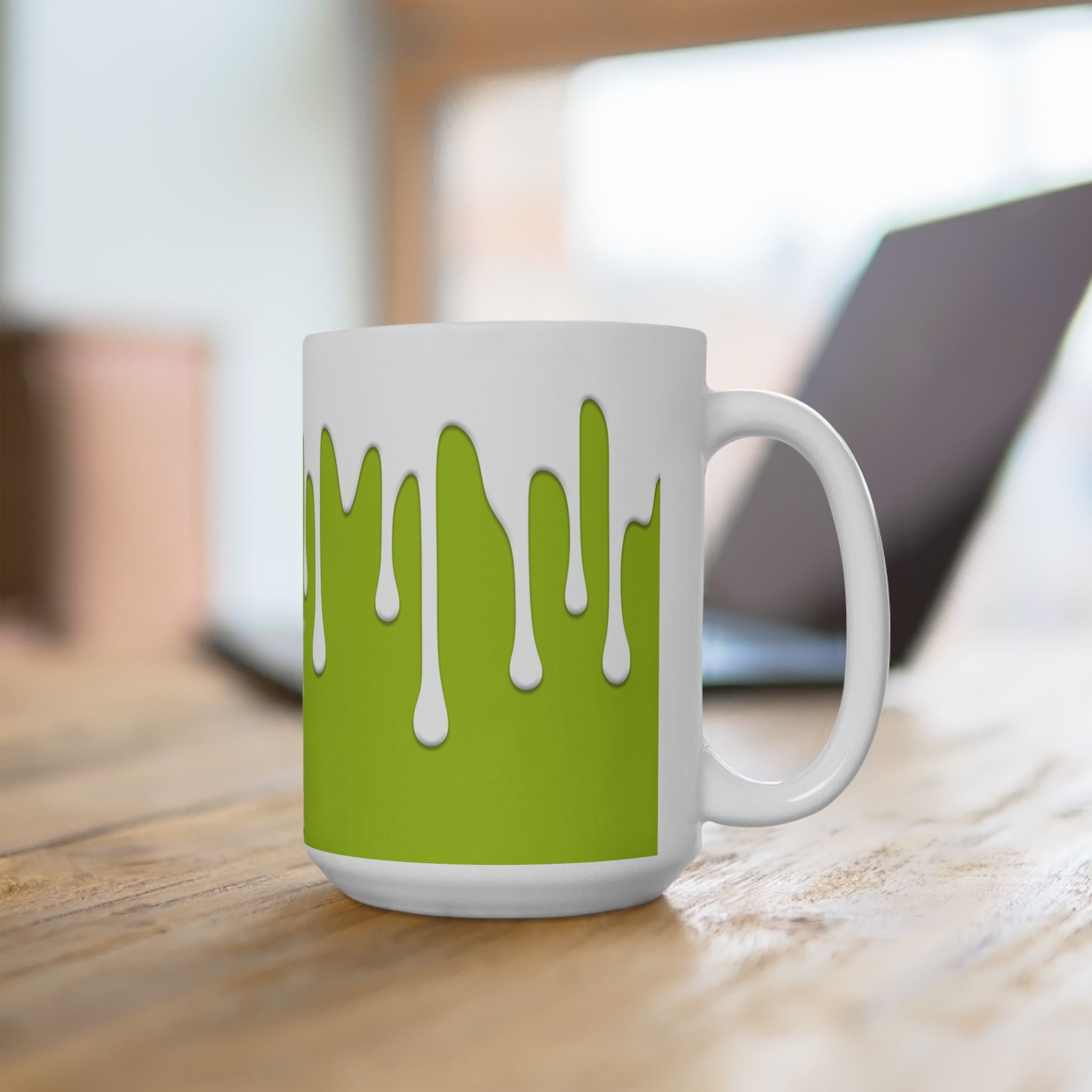 Green Drips Coffee Mug, (11oz, 15oz)