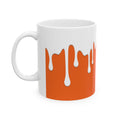 Orange Drips Coffee Mug - funny typography mug by Typefarce