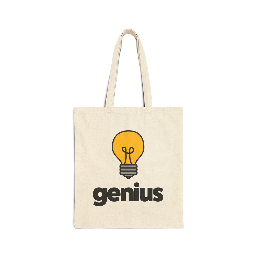 Genius Cotton Canvas Tote Bag - typography tote bag by Typefarce