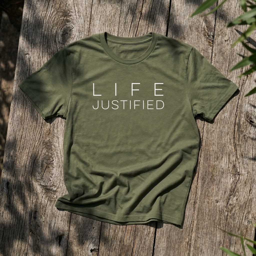 Life Justified T-Shirt - funny typography t-shirt by Typefarce