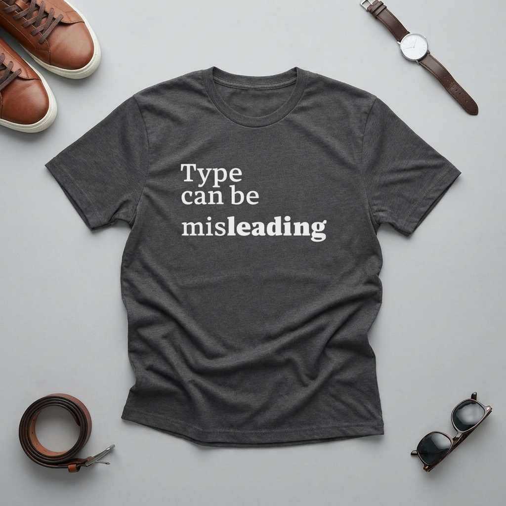 Type Can Be Misleading T-Shirt - funny typography t-shirt by Typefarce