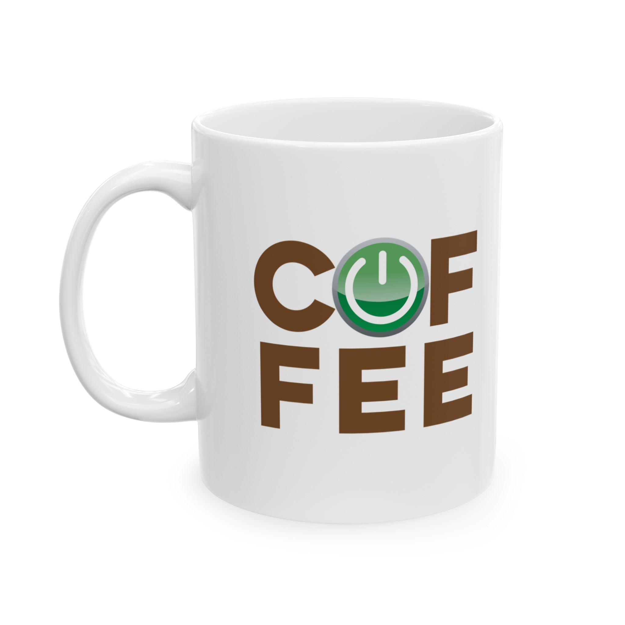 Switched On Coffee Mug - funny typography mug by Typefarce