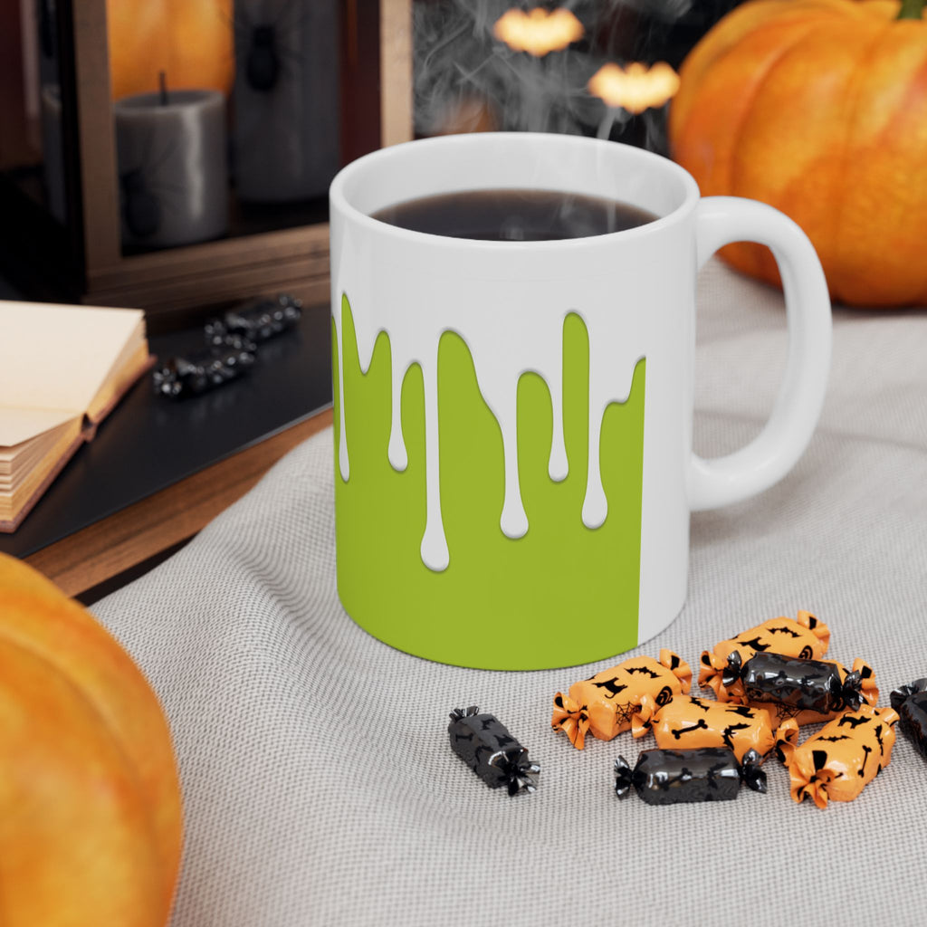 Green Drips Coffee Mug, (11oz, 15oz)