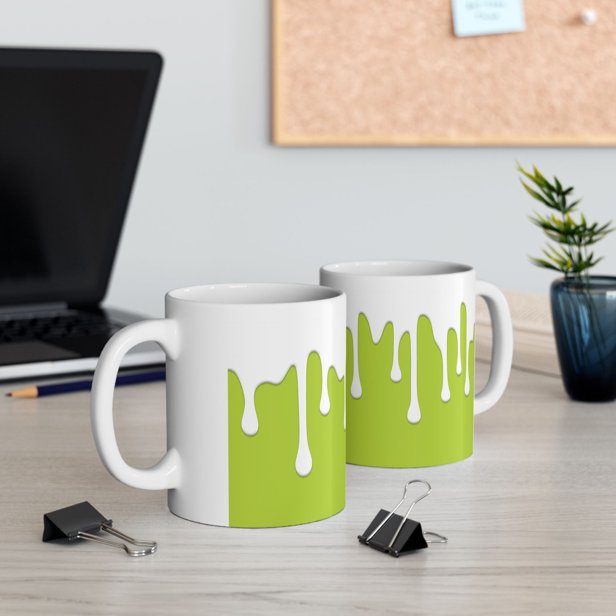 Green Drips Coffee Mug, (11oz, 15oz)