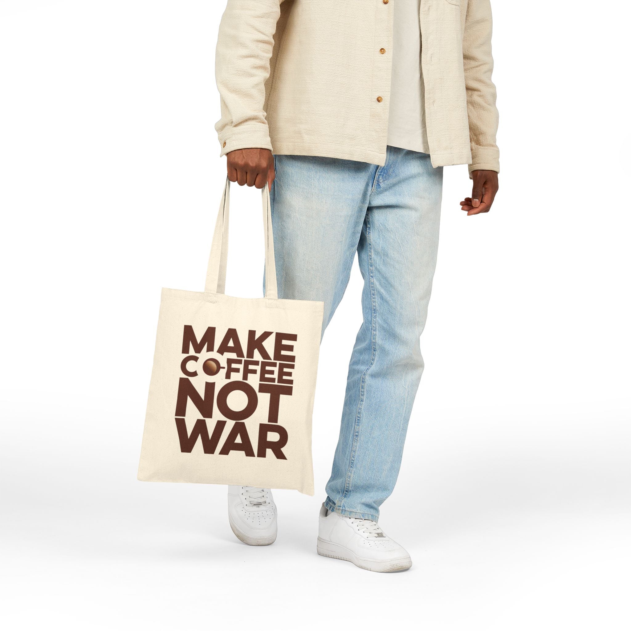 Make Coffee Not War Cotton Canvas Tote Bag