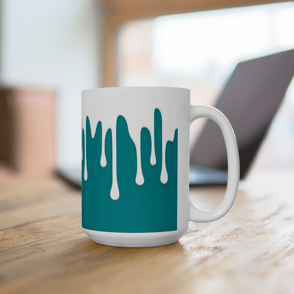 Teal Drips Coffee Mug, (11oz, 15oz)