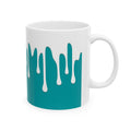 Teal Drips Coffee Mug - funny typography mug by Typefarce