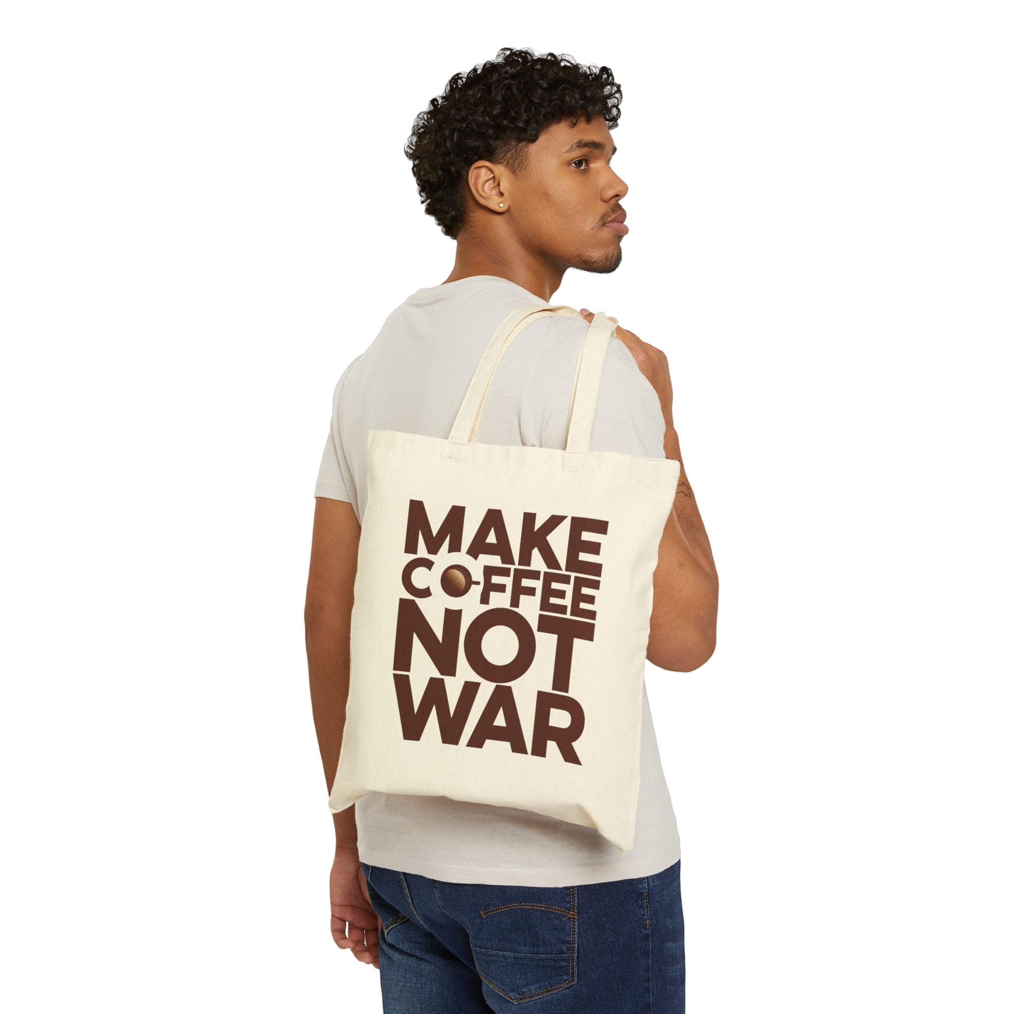 Make Coffee Not War Cotton Canvas Tote Bag