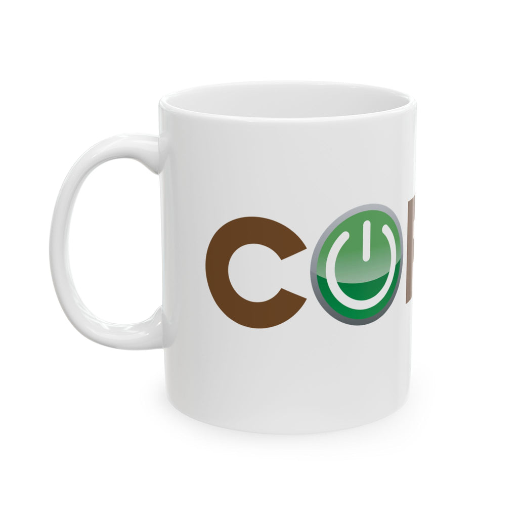 Switched On Coffee Wrap Mug - funny typography mug by Typefarce