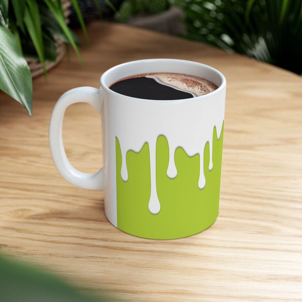 Green Drips Coffee Mug, (11oz, 15oz)