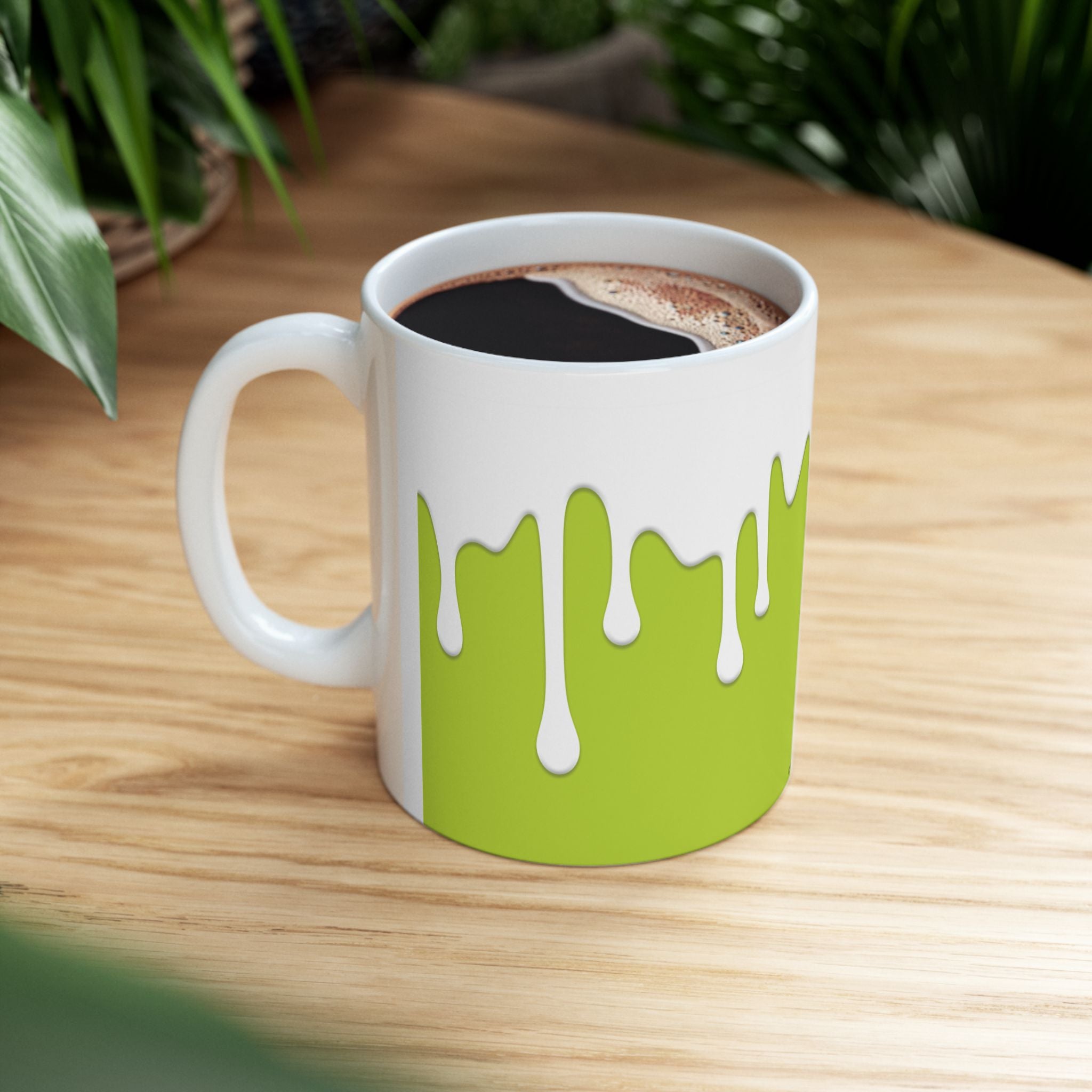 Green Drips Coffee Mug, (11oz, 15oz)